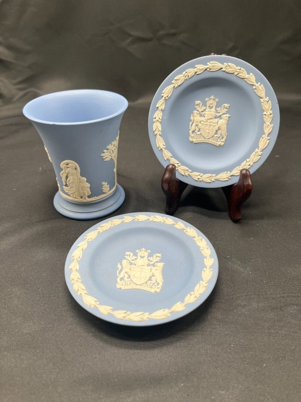 (3) Vintage Wedgwood Pale Blue Jasperware Collection